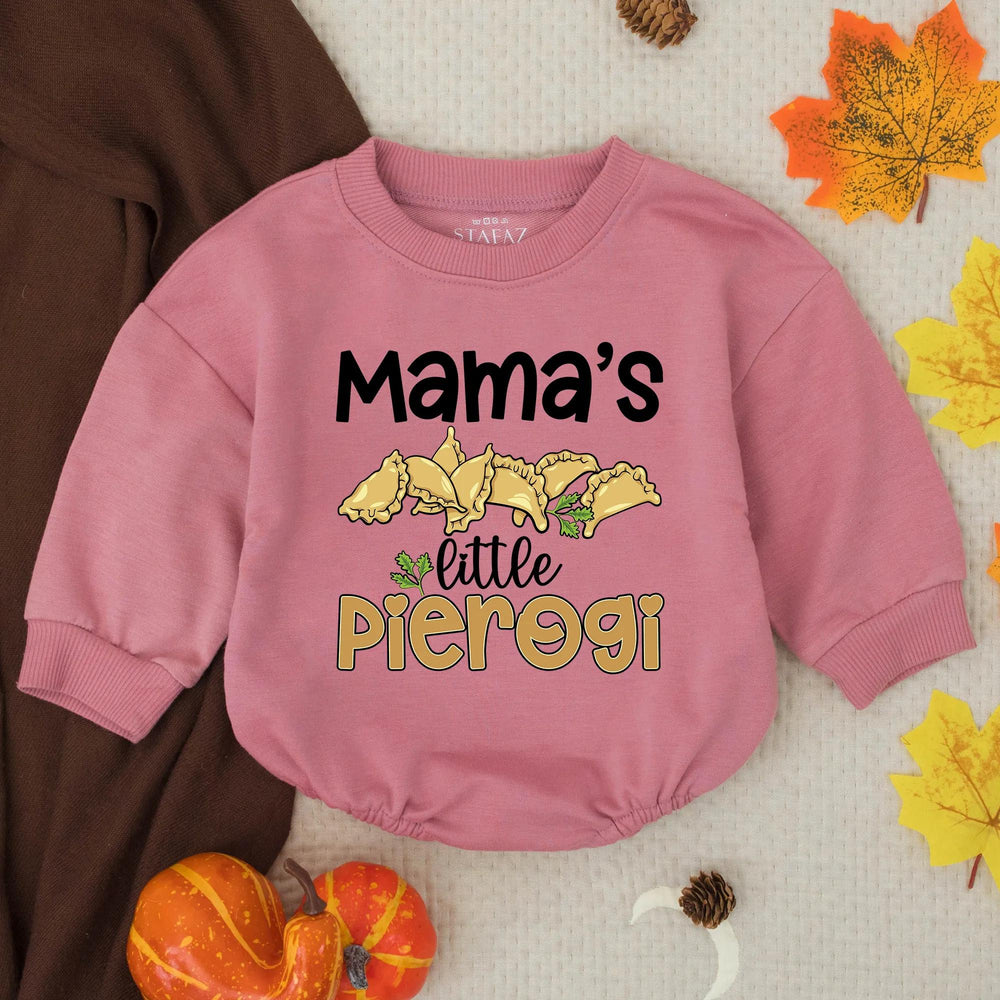 Mama's Little Pierogi Bubble Romper Baby Shower Gift Cute Toddler Outfit Food-Themed Baby Clothes Soft Cotton Infant Girl Boy Design