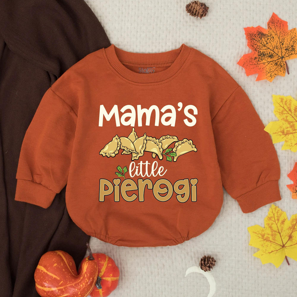 Mama's Little Pierogi Bubble Romper Baby Shower Gift Cute Toddler Outfit Food-Themed Baby Clothes Soft Cotton Infant Girl Boy Design