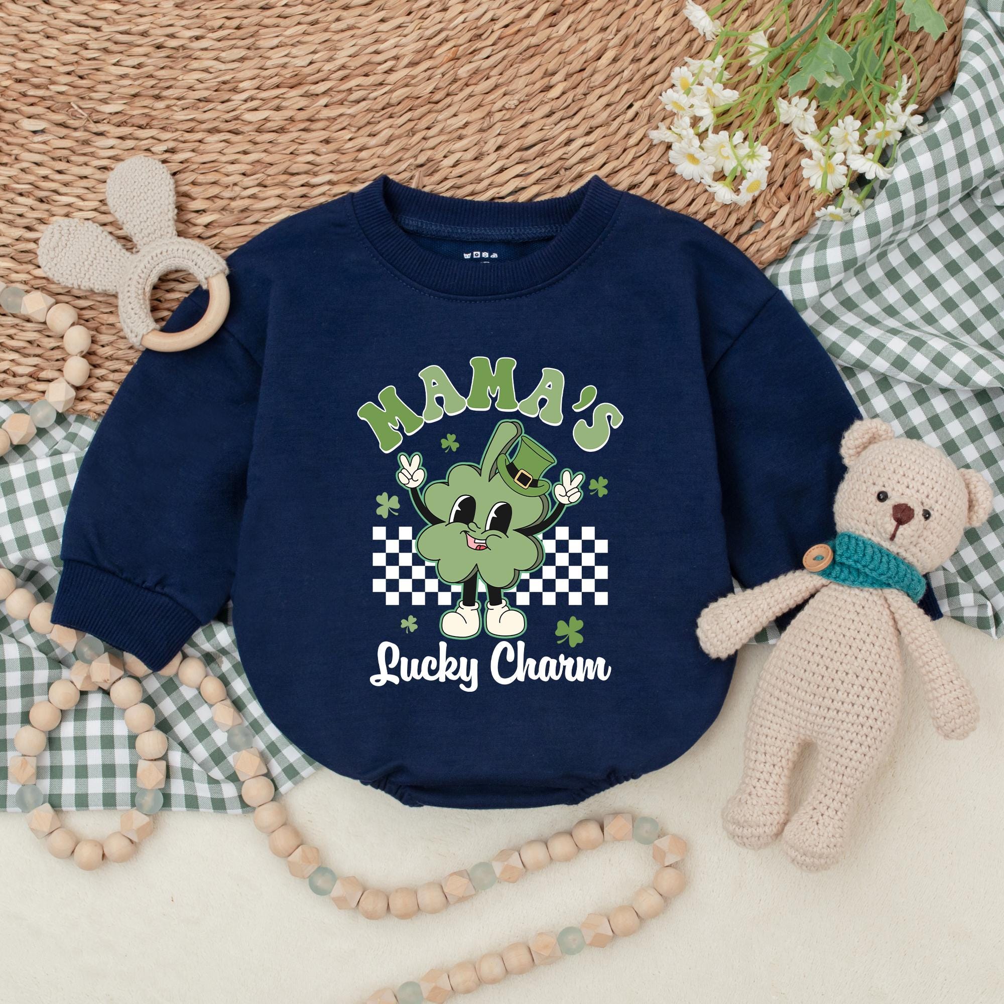 Mama's Lucky Charm Baby Romper Cute Green Clover Outfit for St Patrick's Day Celebrations Soft Infant Clothing Festive Gift Idea