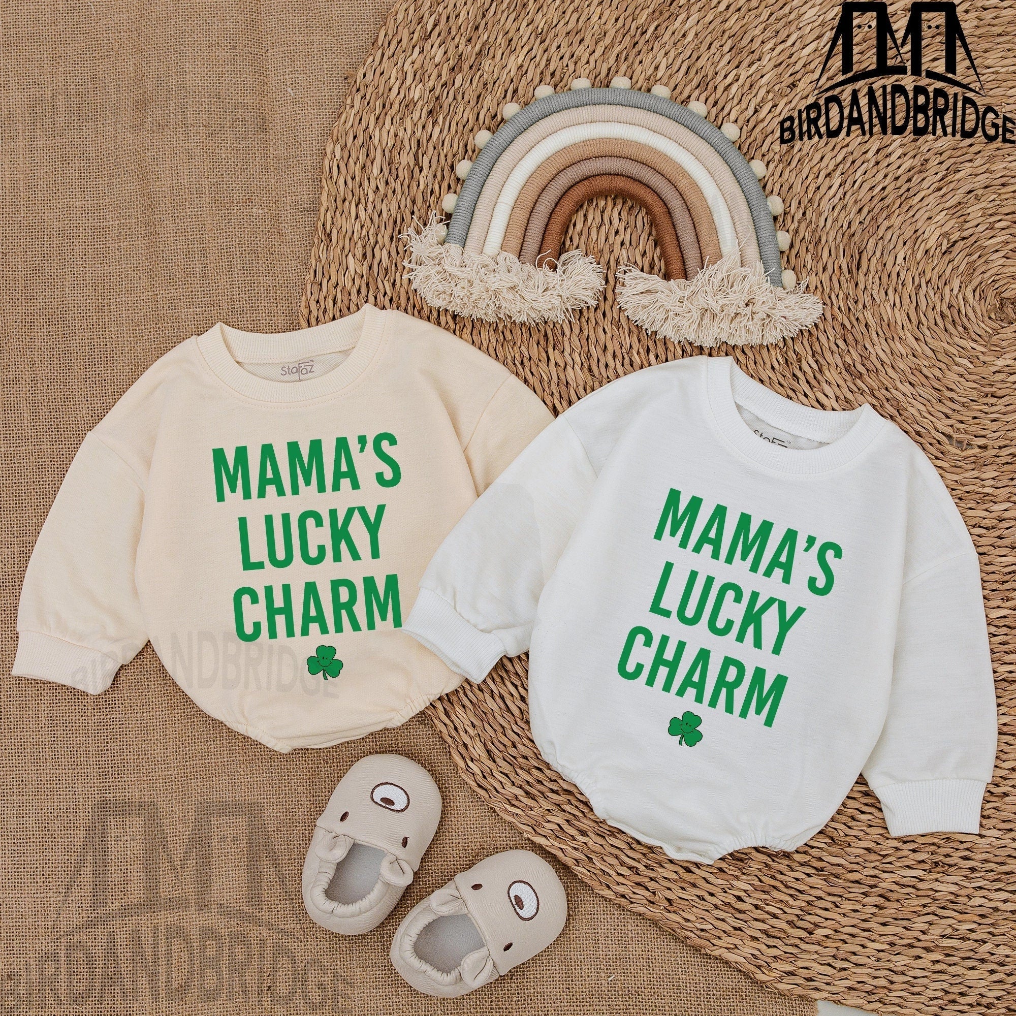 Mama's Lucky Charm Baby Romper Light Mauve St Patrick's Day Outfit Soft Cotton Newborn Irish Holiday Celebration Bodysuit