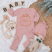 Mama's Pumpkin Baby Bodysuit and Hat Set for Fall Newborn Gift Soft Cotton Long Sleeve Outfit Personalized Name Option