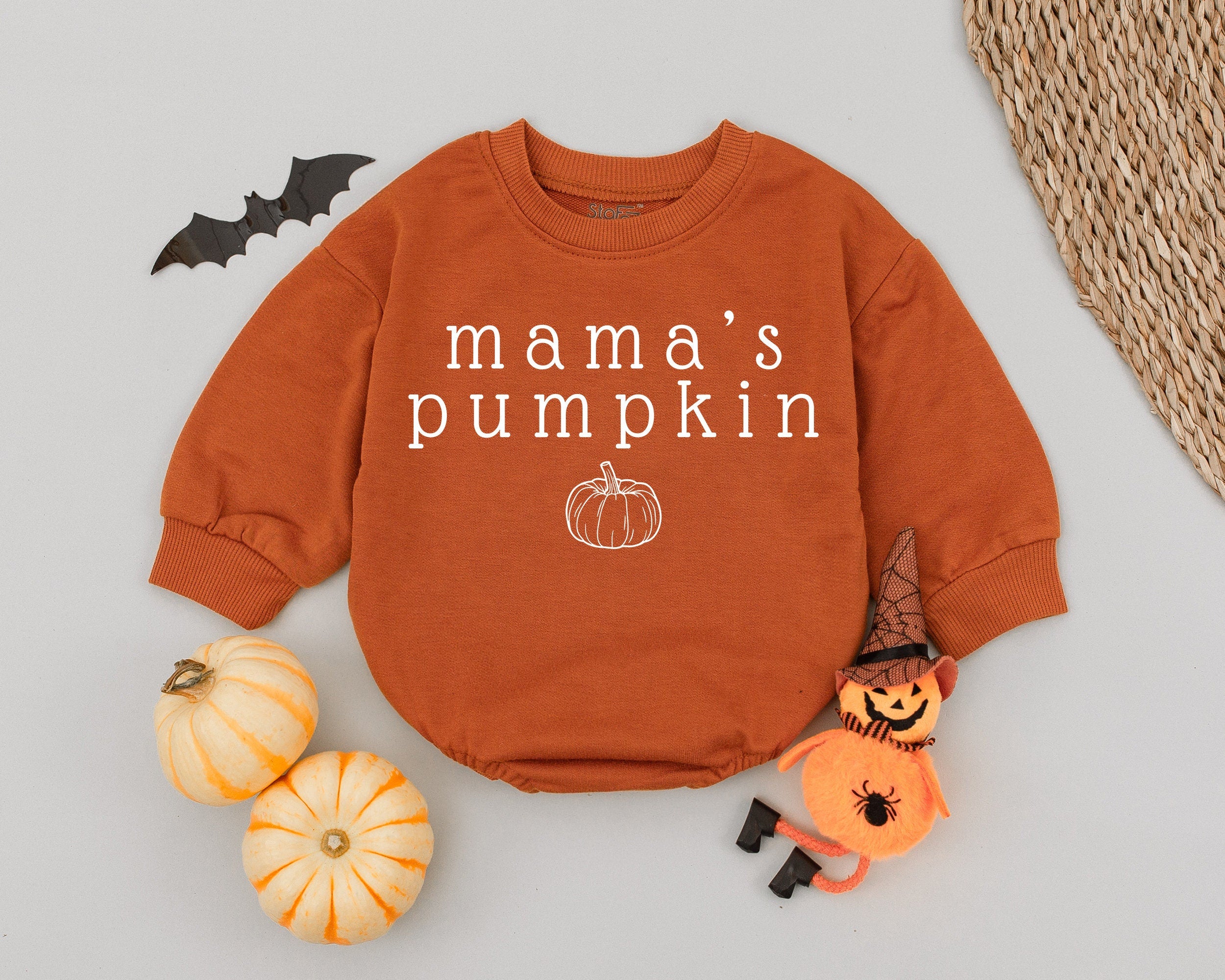 Mama's Pumpkin Baby Romper Cozy Halloween Outfit Newborn Infant First Holiday Cotton Soft Autumnal Design Pumpkin Costume Gift