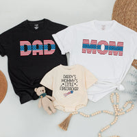 Matching 4th of July Family Shirts Patriotic Mom Dad Little Firecracker Outfit Retro Americana Red White Blue Party Clothes for Baby and Toddler