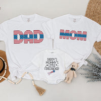 Matching 4th of July Family Shirts Patriotic Mom Dad Little Firecracker Outfit Retro Americana Red White Blue Party Clothes for Baby and Toddler