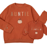 Matching Auntie and Auntie's Pumpkin Sweatshirts Cozy Fall Family Outfits Hand-Drawn Design Thanksgiving Halloween Gift