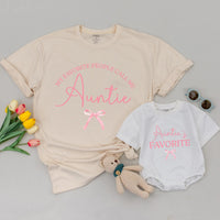 Matching Auntie and Niece Shirts with Elegant Bow Design Soft Cotton Minimalist Style Personalized Family Gift for Baby Toddler Girl Boy