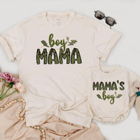 Matching Boy Mama Shirt and Mama's Boy Outfit with Camouflage Design Custom Family Look for Mom and Baby Mother's Day Gift Idea