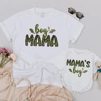 Matching Boy Mama Shirt and Mama's Boy Outfit with Camouflage Design Custom Family Look for Mom and Baby Mother's Day Gift Idea