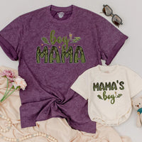 Matching Boy Mama Shirt and Mama's Boy Outfit with Camouflage Design Custom Family Look for Mom and Baby Mother's Day Gift Idea