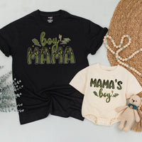 Matching Boy Mama Shirt and Mama's Boy Outfit with Camouflage Design Custom Family Look for Mom and Baby Mother's Day Gift Idea