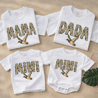 Matching Camouflage Mama Dada Mini Shirts with Flying Mallard Duck Design Soft Cotton First Birthday Outfit Baby Toddler Boy Gift