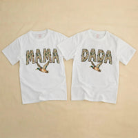 Matching Camouflage Mama Dada Mini Shirts with Flying Mallard Duck Design Soft Cotton First Birthday Outfit Baby Toddler Boy Gift