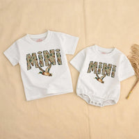 Matching Camouflage Mama Dada Mini Shirts with Flying Mallard Duck Design Soft Cotton First Birthday Outfit Baby Toddler Boy Gift