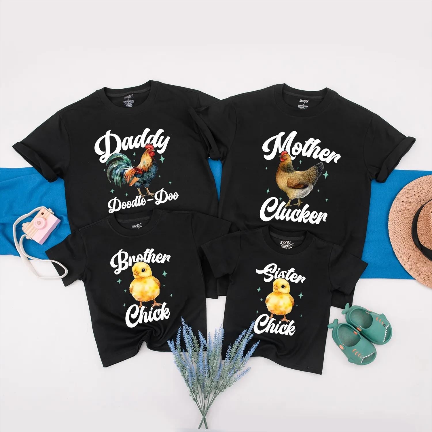 Matching Family Barnyard Animal Shirts Daddy Doodle Doo Mother Clucker Little Chick Baby Bodysuit Birthday Outfit Cotton Comfort
