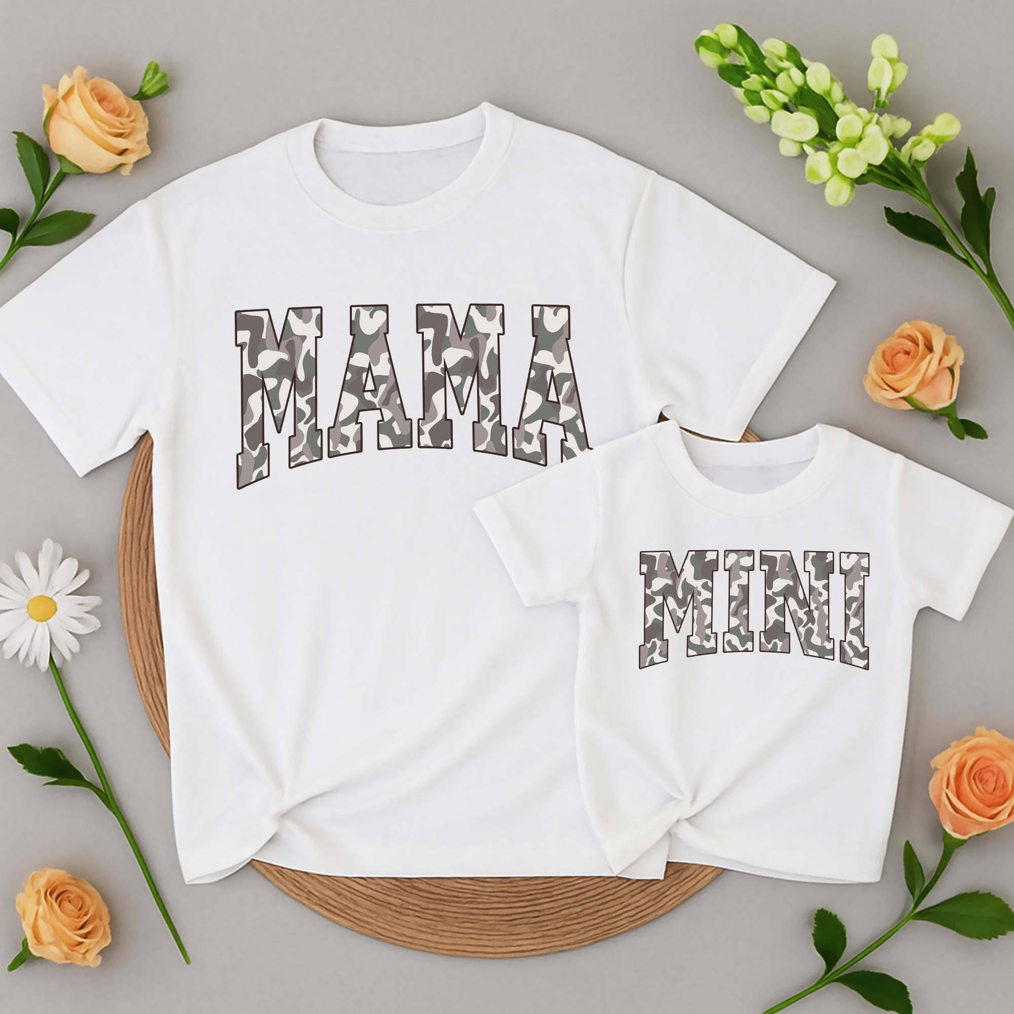 Matching Family Camouflage Shirts Custom Mama Dad Bro Mini Bold Design Stylish Gift Cotton Comfy Outfit for New Parents Holiday Brunch