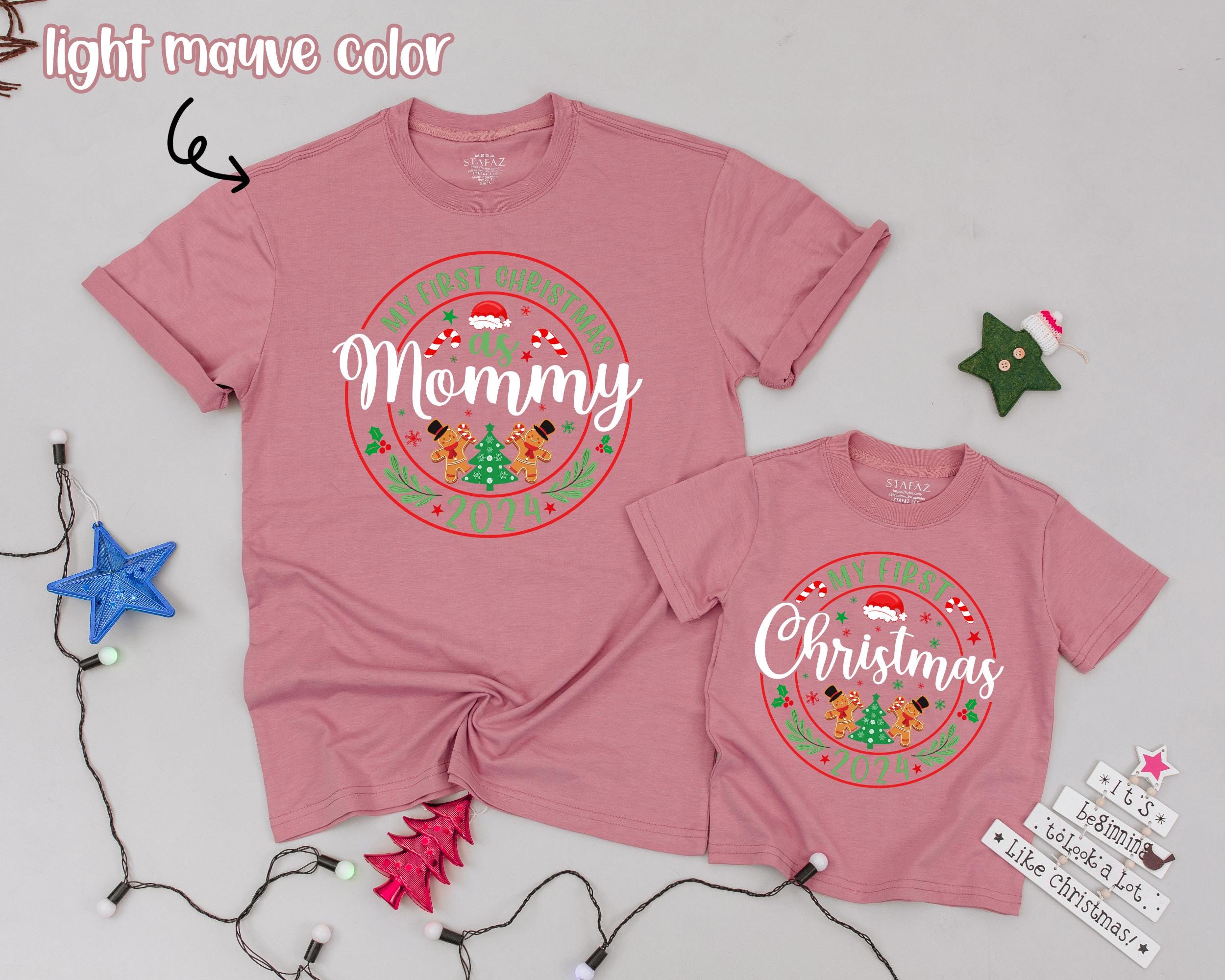 Matching Family Christmas Shirts First Holiday as Mommy Daddy Baby Personalized Vintage Design Soft Cotton Festive Outfit