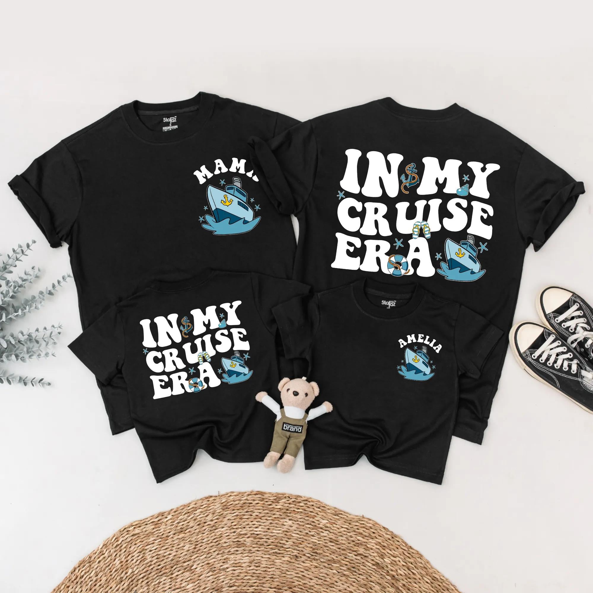 Matching Family Cruise Shirts Nautical Fun Custom Names Comfortable Cotton Summer Vacation Outfit Baby Kids Parent Adventure