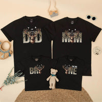 Matching Family Deer Hunting Birthday Shirts The Big One Outfit Mom Dad Camo Antler Design Wild One Party Gift for Baby Toddler Kids