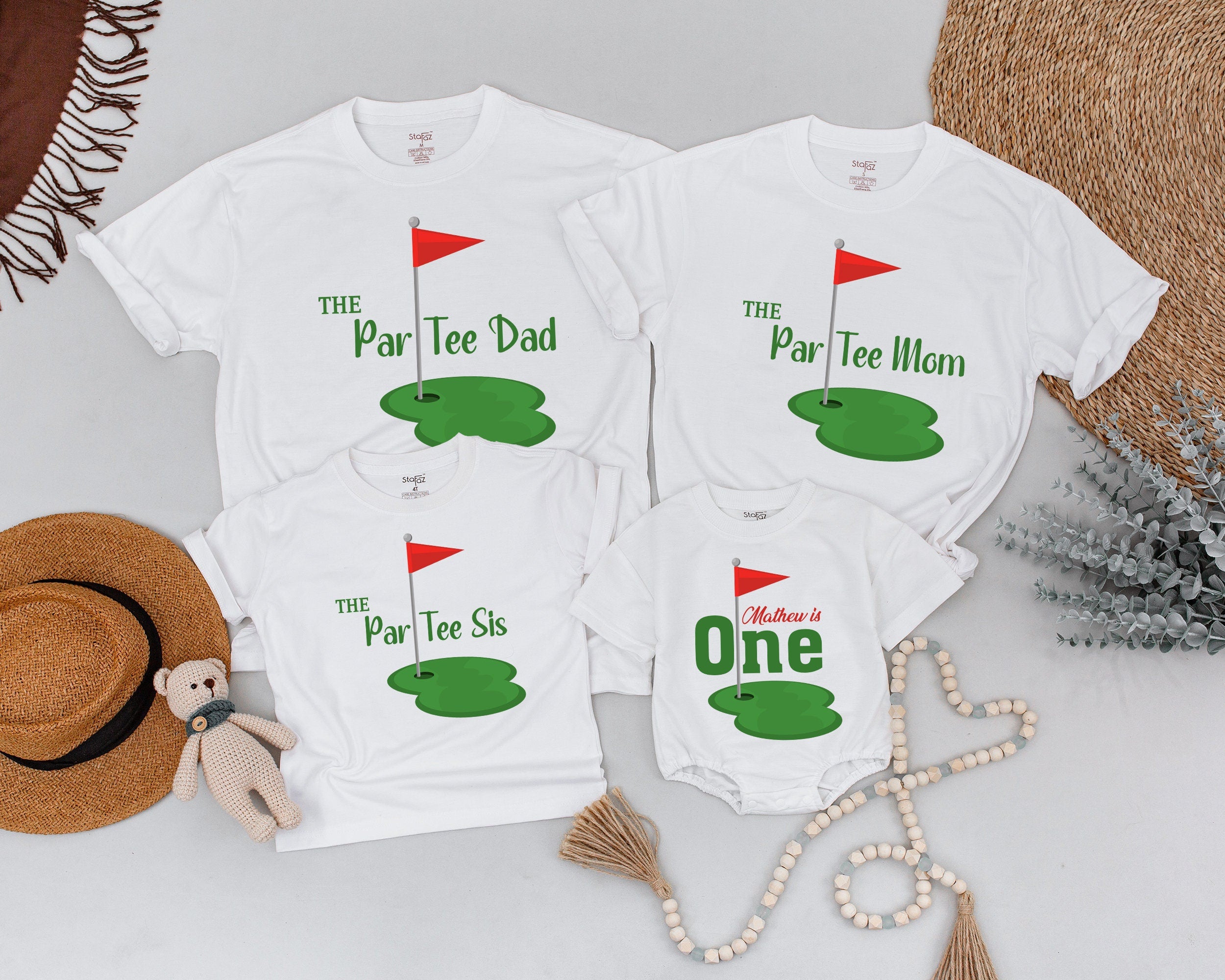 Matching Family Golf Birthday Shirts for Dad Mom Sis Baby First Party Outfit Fun Green Red Design Personalized