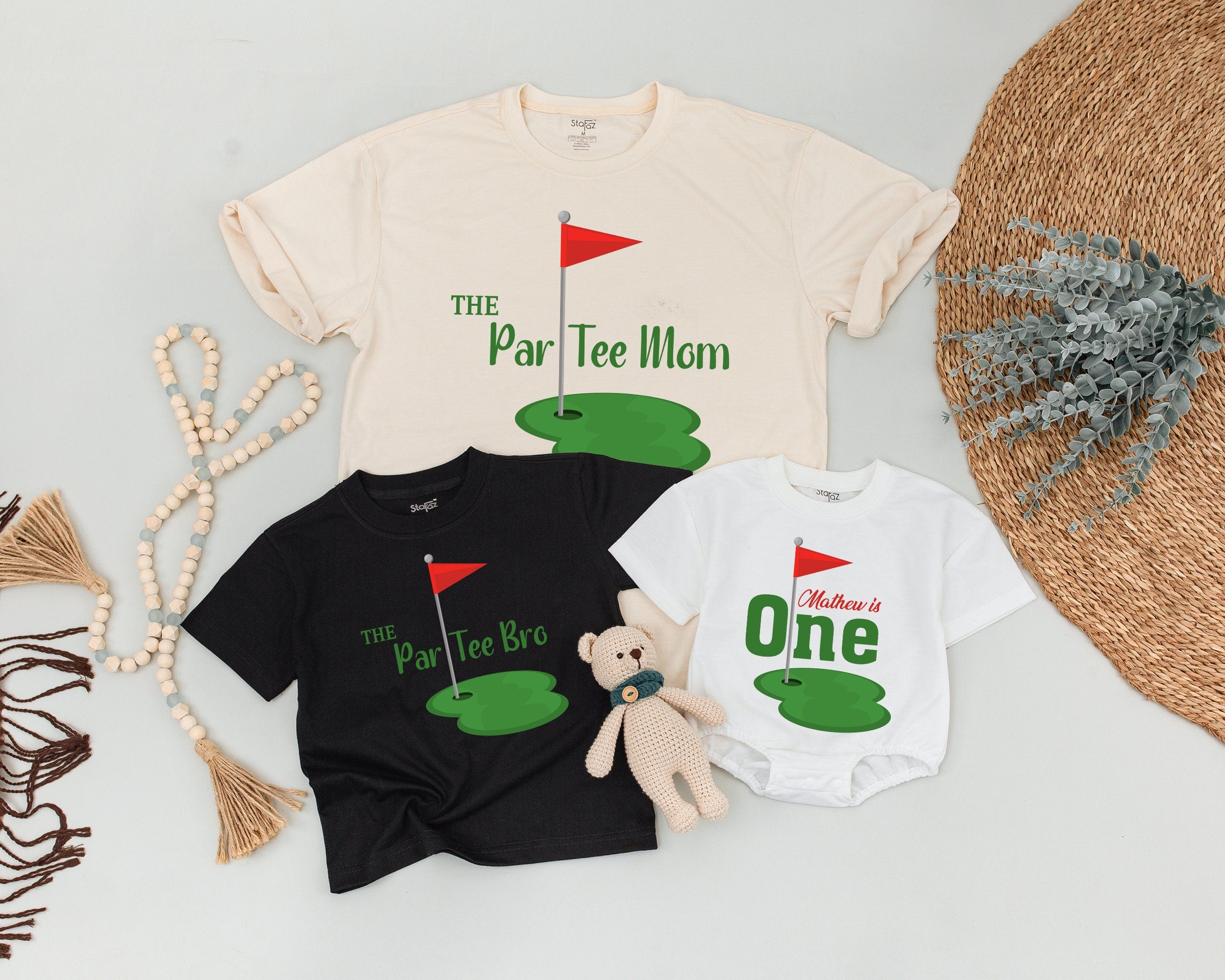 Matching Family Golf Birthday Shirts for Dad Mom Sis Baby First Party Outfit Fun Green Red Design Personalized