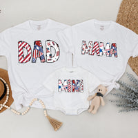 Matching Family Patriotic Shirts with Stars and Stripes Customizable 4th of July Outfit Red White Blue Designs for Mom Dad Mini Kids