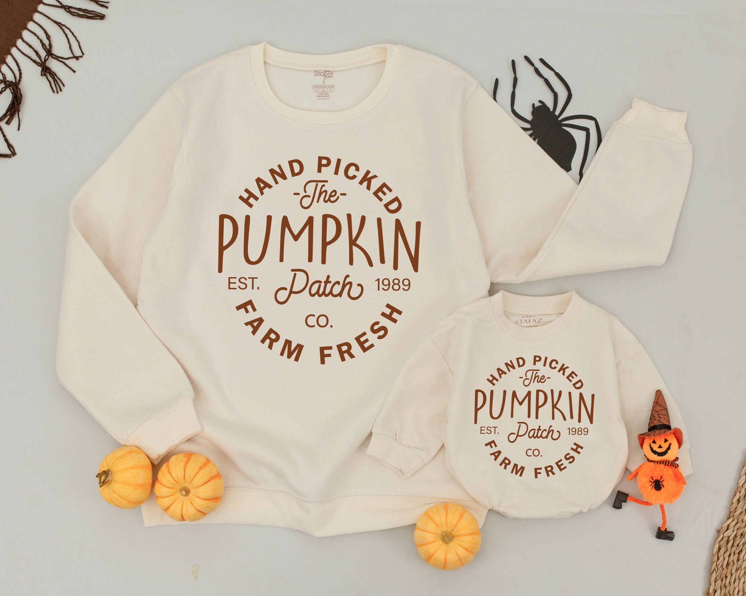 Matching Family Pumpkin Patch Sweatshirt Cozy Fall Halloween Outfit Farm Fresh Design Kids Baby Toddler Soft Cotton Autumn Wear