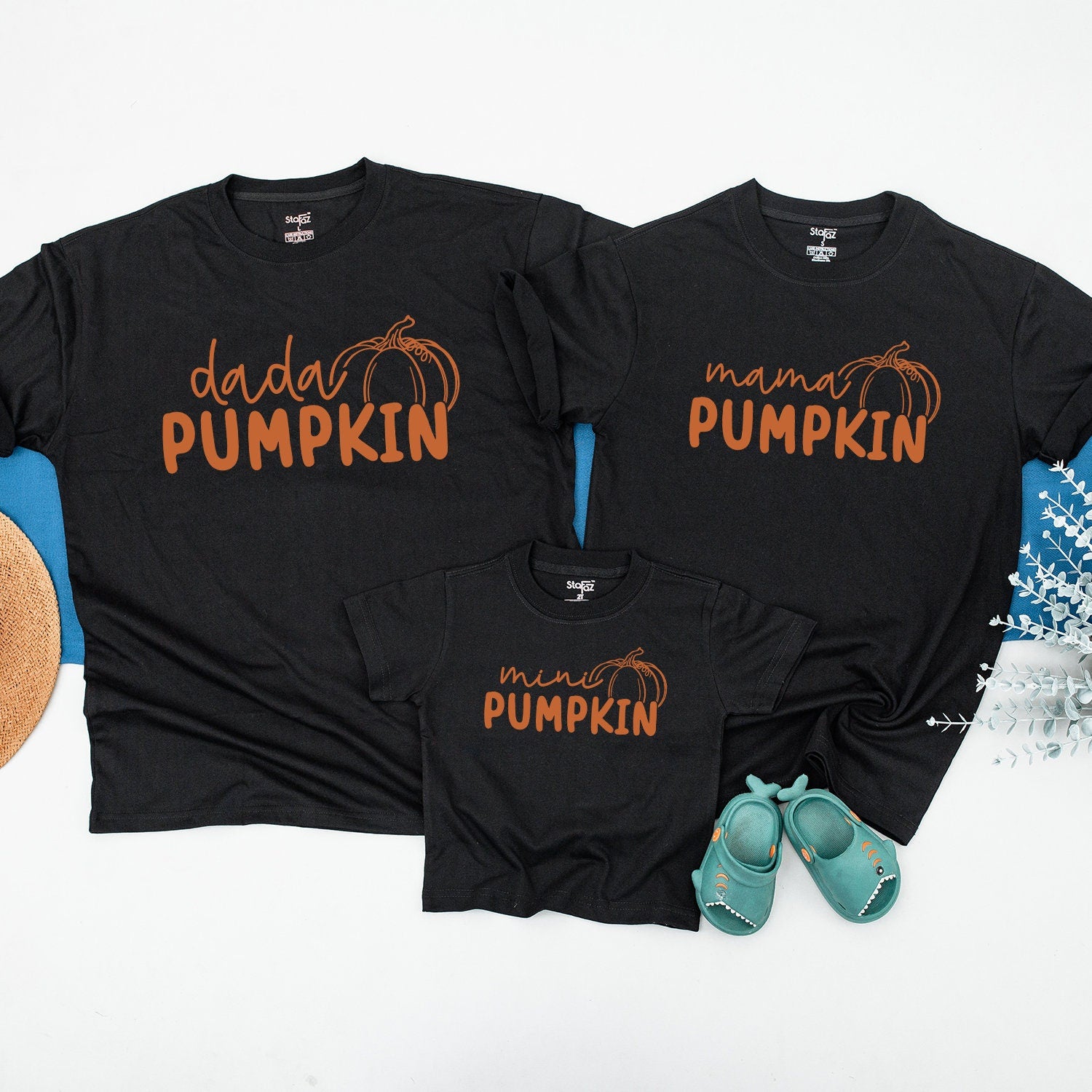 Matching Family Pumpkin Shirts Personalized Fall Outfit for Thanksgiving Custom Names Mommy Daddy Baby Autumn Family Look