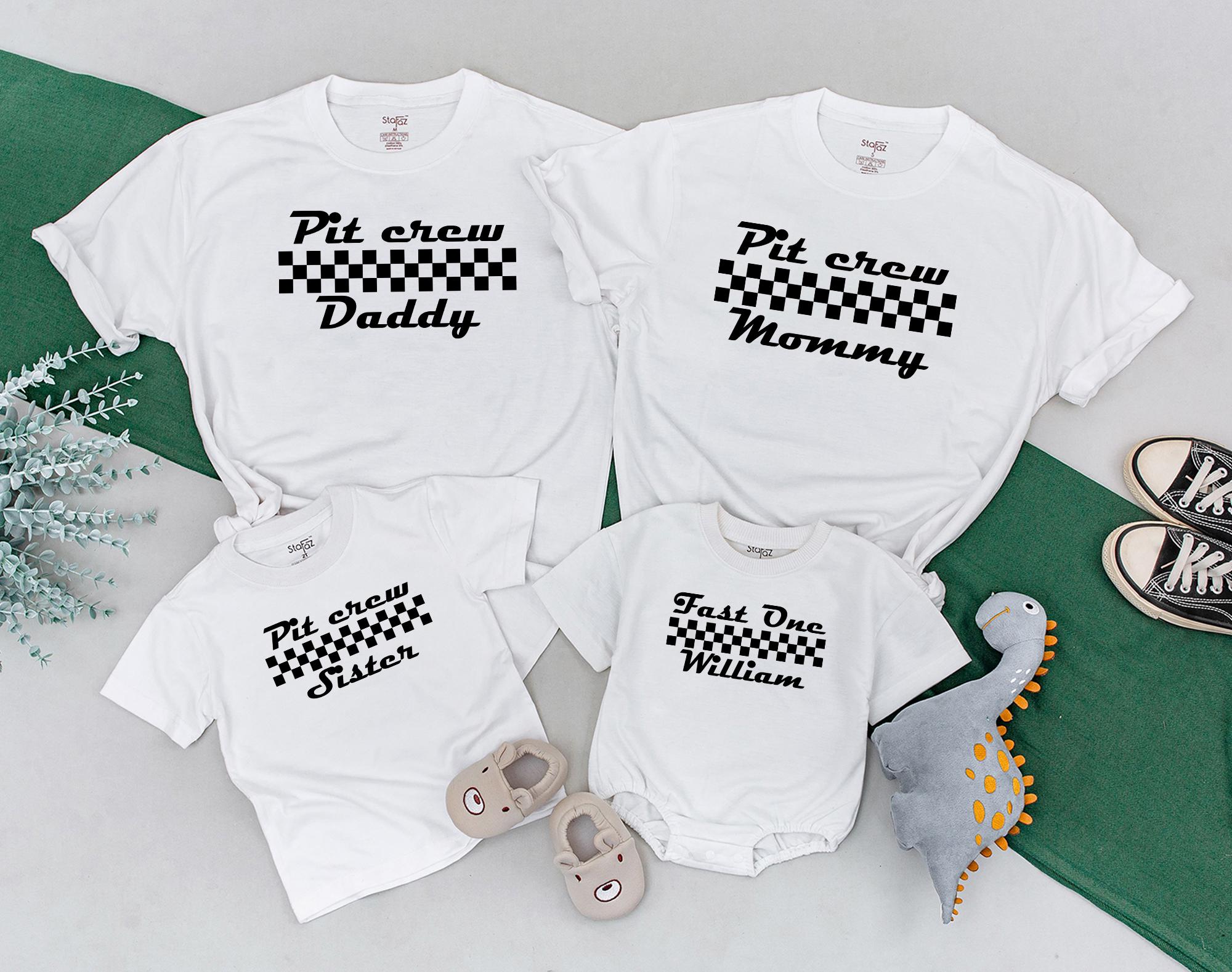 Matching Family Race Car Birthday Shirts Personalized 1st Birthday Outfit Fast One Theme Fun Checkered Party Tee for Toddler Boy
