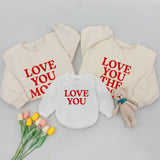 Matching Family Valentines Shirts Love You More Sweatshirt Classic Red Typography Mommy and Me Outfits Cotton Comfortable Valentine Gift