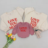 Matching Family Valentines Shirts Love You More Sweatshirt Classic Red Typography Mommy and Me Outfits Cotton Comfortable Valentine Gift