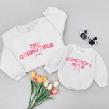 Matching Godmother and Bestie Sweatshirts Pink Gradient Design Bow Illustration Aunt Niece Gift Soft Cotton Trendy Personalized Shirts