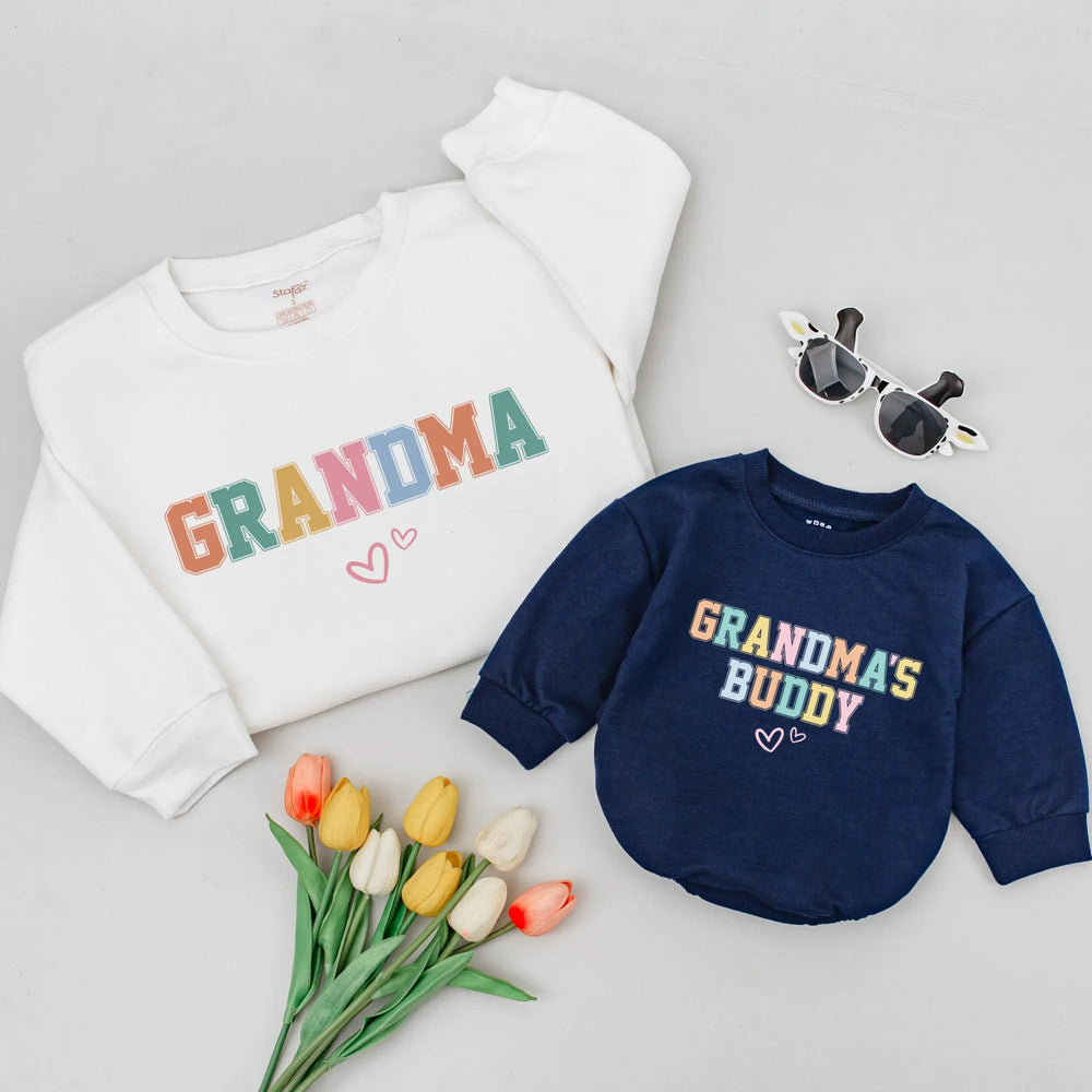 Matching Grandma Baby Sweatshirts, Grandmas Buddy Sweatshirt, Grandma and Grandchild Outfit, Mother’s Day Gift for Grandma, Baby Shower Gift
