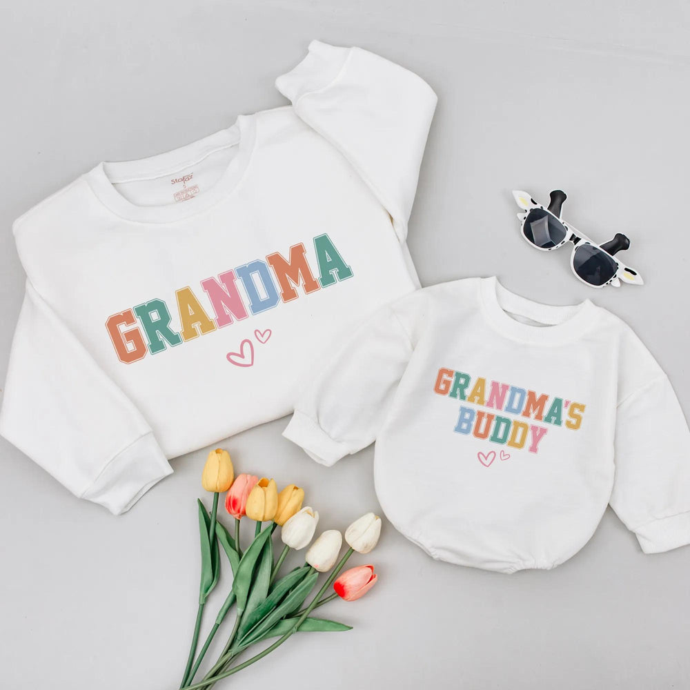 Matching Grandma Baby Sweatshirts, Grandmas Buddy Sweatshirt, Grandma and Grandchild Outfit, Mother’s Day Gift for Grandma, Baby Shower Gift