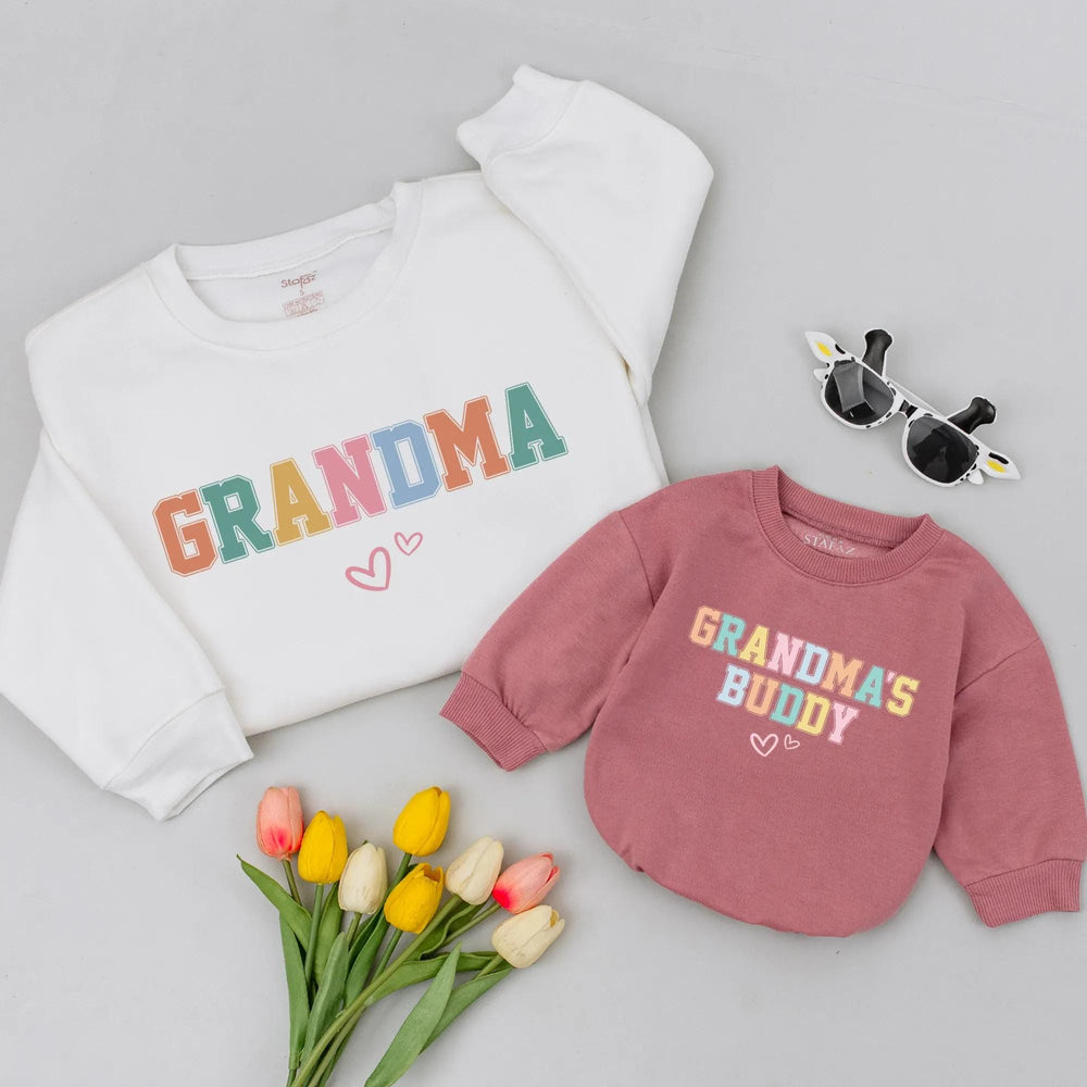 Matching Grandma Baby Sweatshirts, Grandmas Buddy Sweatshirt, Grandma and Grandchild Outfit, Mother’s Day Gift for Grandma, Baby Shower Gift