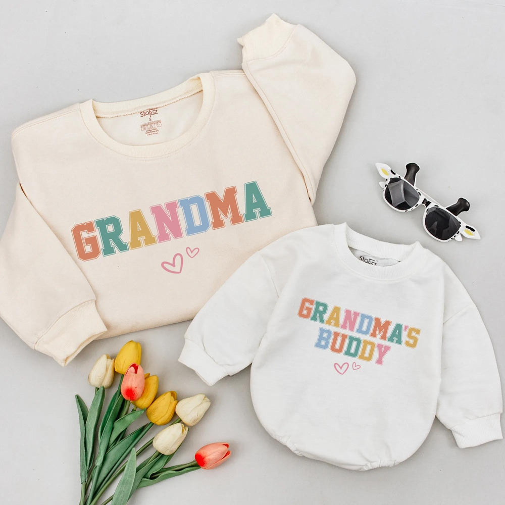 Matching Grandma Baby Sweatshirts, Grandmas Buddy Sweatshirt, Grandma and Grandchild Outfit, Mother’s Day Gift for Grandma, Baby Shower Gift
