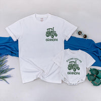Matching Grandpa and Grandson Tractor Shirts Custom Family Outfits Rolling with Grandpa Tees Father’s Day Gift Rustic Design 2025