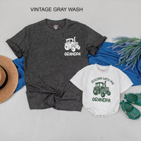 Matching Grandpa and Grandson Tractor Shirts Custom Family Outfits Rolling with Grandpa Tees Father’s Day Gift Rustic Design 2025