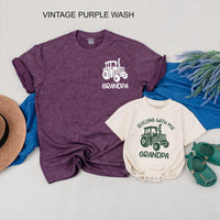 Matching Grandpa and Grandson Tractor Shirts Custom Family Outfits Rolling with Grandpa Tees Father’s Day Gift Rustic Design 2025