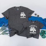 Matching Grandpa and Grandson Tractor Shirts Custom Family Outfits Rolling with Grandpa Tees Father’s Day Gift Rustic Design 2025