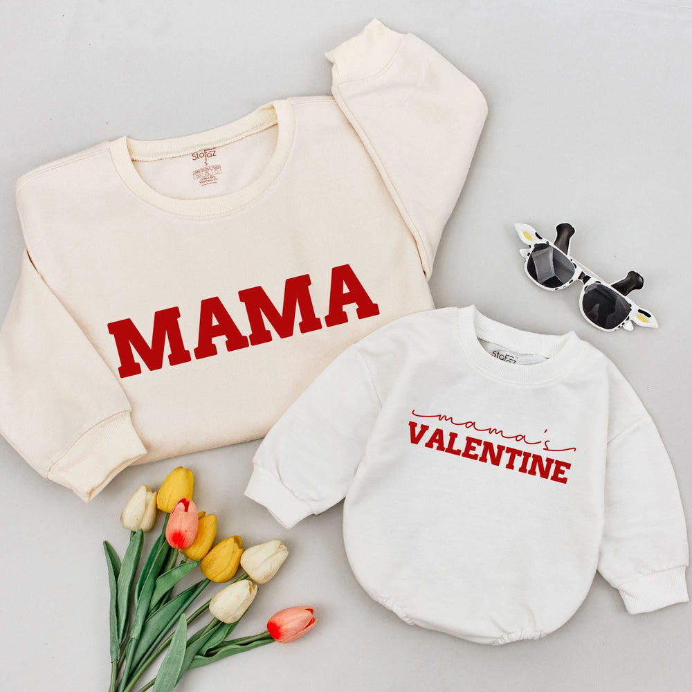 Matching Mama and Mama's Valentine Shirts for Mom and Baby, Red and White Valentine's Day Outfits, Cute Family Gift for Mom and Kids