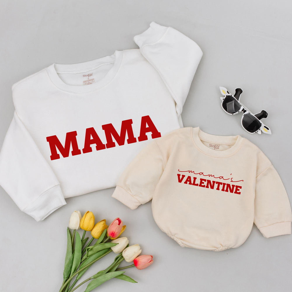 Matching Mama and Mama's Valentine Shirts for Mom and Baby, Red and White Valentine's Day Outfits, Cute Family Gift for Mom and Kids