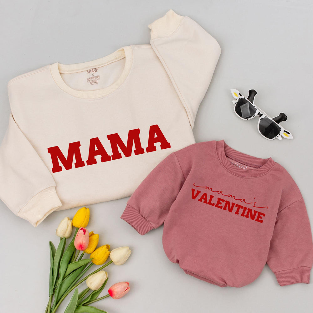 Matching Mama and Mama's Valentine Shirts for Mom and Baby, Red and White Valentine's Day Outfits, Cute Family Gift for Mom and Kids