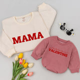 Matching Mama and Mama's Valentine Shirts for Mom and Baby, Red and White Valentine's Day Outfits, Cute Family Gift for Mom and Kids