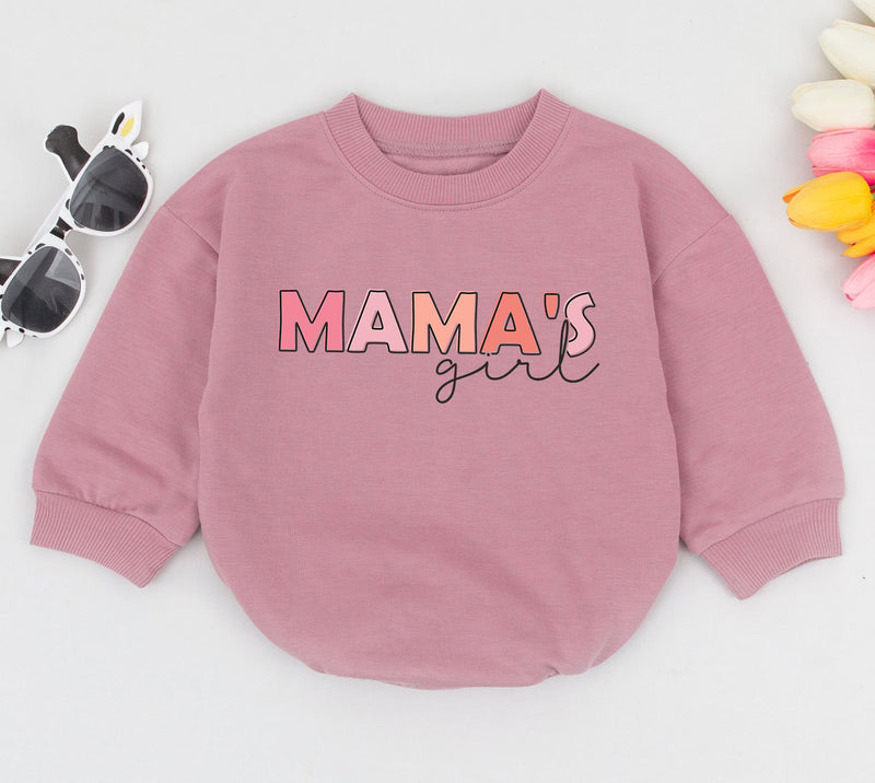 Custom Matching Mama & Mini Romper and Sweatshirt Set, Soft Cotton Baby Girl Outfit, Cute Pink Text Design, Perfect for New Mom Gift