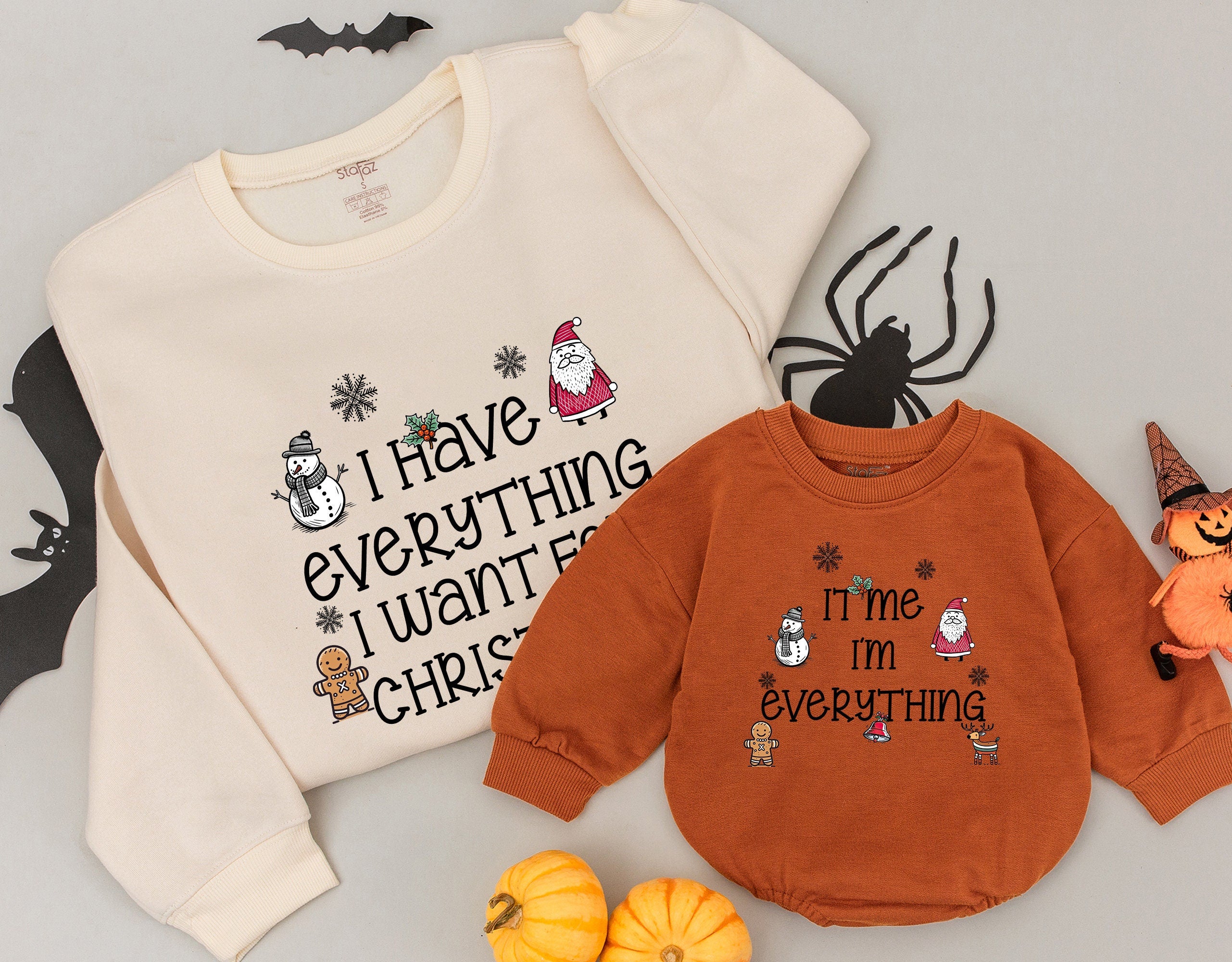 Matching Mom and Baby Christmas Sweatshirt Whimsical Holiday Graphics Cozy Family Outfit Perfect for Festive Celebrations