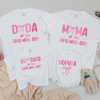 Matching Pink Bow Birthday Shirts for Mom and Baby Custom First Birthday Outfit Soft Cotton 1st Birthday Girl Party Clothes Personalized Gift