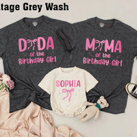 Matching Pink Bow Birthday Shirts for Mom and Baby Custom First Birthday Outfit Soft Cotton 1st Birthday Girl Party Clothes Personalized Gift