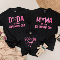 Matching Pink Bow Birthday Shirts for Mom and Baby Custom First Birthday Outfit Soft Cotton 1st Birthday Girl Party Clothes Personalized Gift