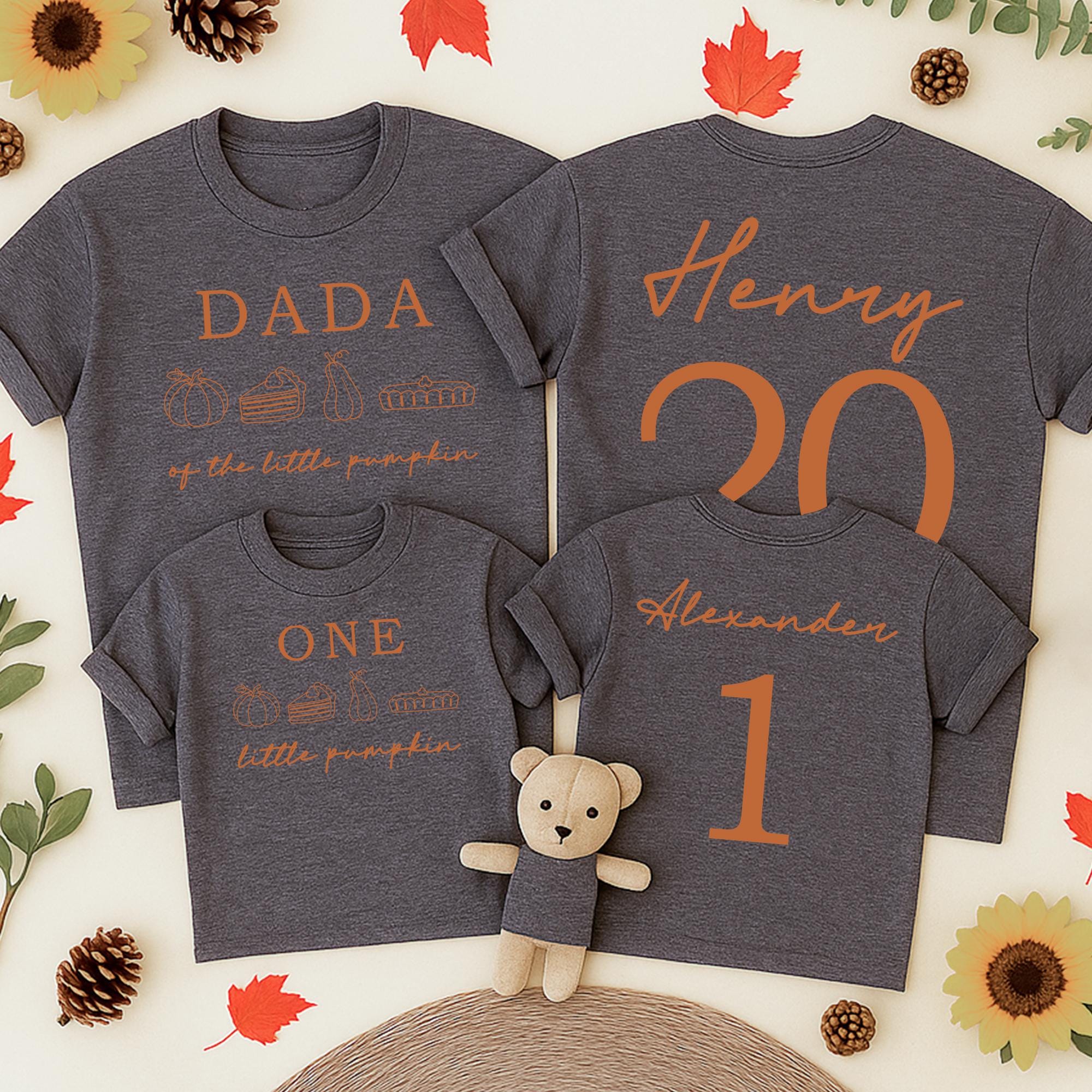 Matching Pumpkin Birthday Family Shirts Personalized Fall 1st Birthday Outfit Custom Names Autumn Thanksgiving Celebration Toddler Baby