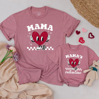 Matching Retro Mama and Baby Valentine Shirts Heart Design Family Outfit Gift Cotton Soft Comfy First Holiday Infant Toddler Girl Boy